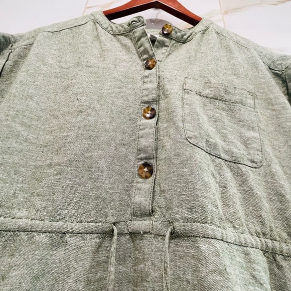 Time and Tru Gray Linen Button-Front Dress | Women’s Medium - Picture 7 of 13